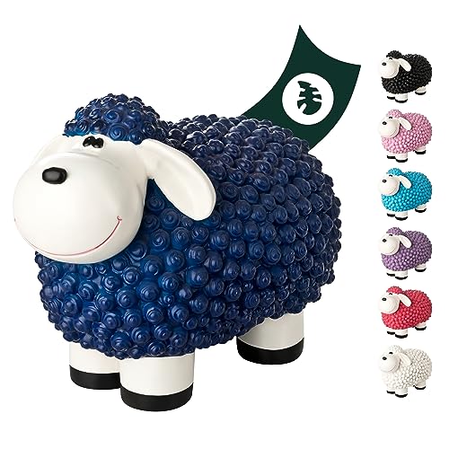 VERDOBA Mini Deko Schaf für den Garten, wetterfest - blaues Deko-Schaf Molly - Gartenfigur Schafe Gartendeko außen Dekofiguren (Blau)