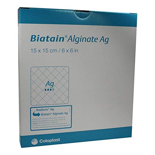 BIATAIN Alginate Ag Kompressen 15x15 cm mit Silber 10 St Verband
