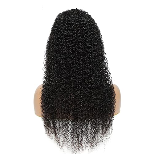 Perücken 10-30 Zoll Echthaar-Kopfbedeckungen 4 × 4,13 × 4 T-förmige Kopfbedeckungen, kleines lockiges schwarzes langes lockiges Haar, gewelltes lockiges Haar for Mädchen Haarteile ( Color : 4*4 , Size