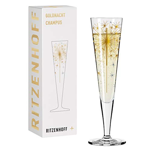 Ritzenhoff 1078268 Champagnerglas 200 ml – Serie Goldnacht Nr. 5 – Edles Designerstück mit Echt-Gold – Made in Germany