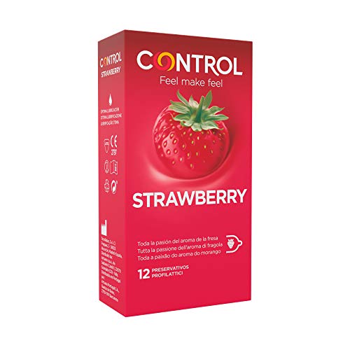 Control Strawberry Kondome, Box mit 12 Kondomen, Erdbeerduft, Gleitmittel, sicheres Sex. Genießen Sie Kondome mit perfekter Passform für ein sicheres Verhältnis.