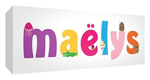 Little Helper Leinwand Box Galerie verpackt mit farbigem Front Panel illustrativen Stil mit dem Namen Mädchenname Maëlys 21 x 59 x 3 cm mittel