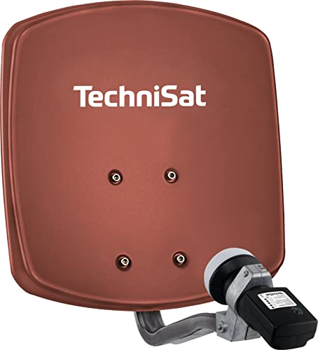 TechniSat DIGIDISH 33 – Satelliten-Schüssel für 1 Teilnehmer (33 cm kleine Sat Anlage - Komplettset mit Wandhalterung und Satfinder V/H-LNB) rot
