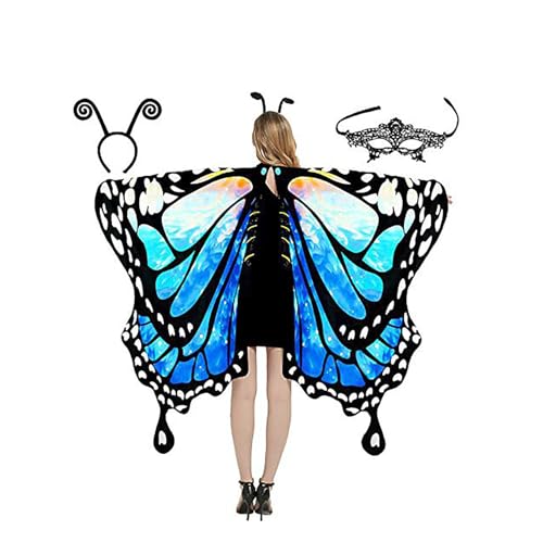 BTAISYDE Schmetterlingsflügel, Schmetterlingskostüm für Damen mit Stirnbandmaske, Schmetterlingsflügel für Erwachsene, Schmetterlingskostüm Passend für Halloween,Cosplay,G