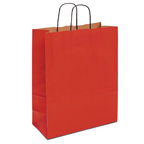Papiertasche edel & stabil | 150 Stück rot 40+16x45 cm | Qualität aus deutscher Produktion | Tragetasche aus Papier | HUTNER