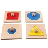Tomaibaby 4 Stücke Geometrische Puzzle Board Montessori Mehrere Form Puzzle Knopf Holz Puzzle Vorschule Lernmaterial Spielzeug Pädagogisches Spielzeug