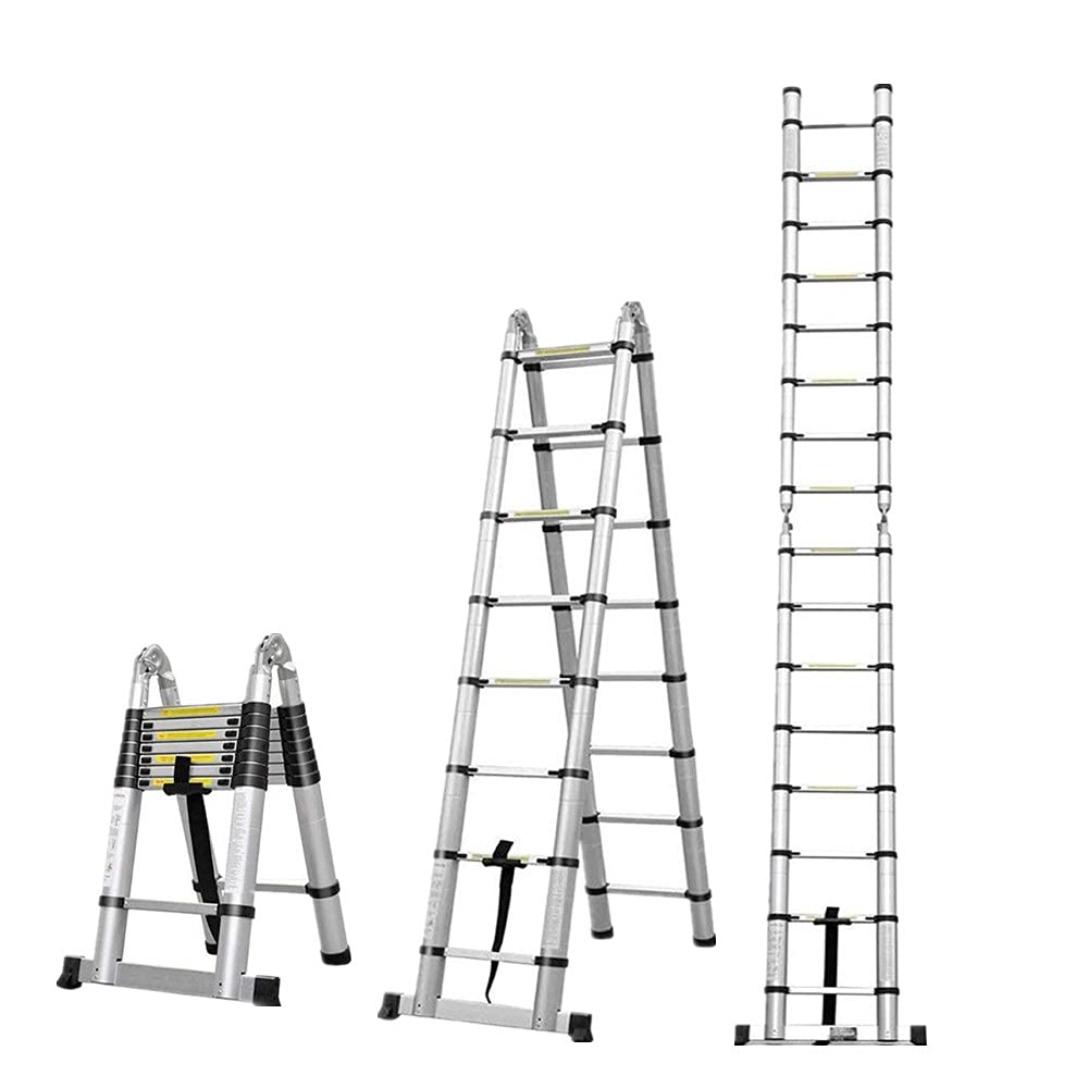 5m(2.5+2.5M) Aluminum Mehrzweckleiter Klappbar Leiter Teleskopleiter,für Wohnmobil/Dachboden/Büro/Warenhaus Mehrzweckleiter,leicht zu tragen,150 Kg Belastbar