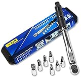 S&R Drehmomentschlüssel Fahrrad, Motorrad SET 1/4", 272 mm, 5-25 Nm mit 7 Bits: H10, H8, H6, H5, H4, H3, T25 aus CrV-Stahl, bruchfest, für BIKE