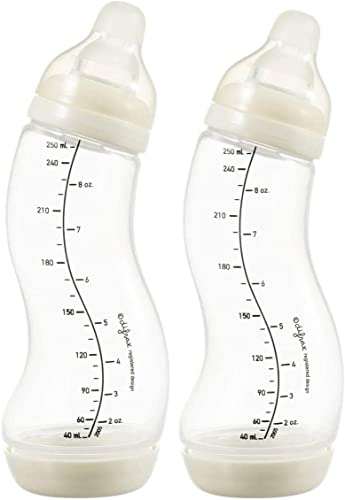 Difrax Babyflaschen-Set für Neugeborene Natural Pure 250ml, 2x Trinkflasche S Popcorn Creme/Beige , Anti-Kolik System,Unisex