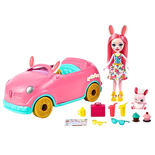Enchantimals HCF85 - Häschen-Mobil (ca. 26 cm) 10-teiliges Set mit Puppe, Häschenfigur und Zubehörteilen, tolles Spielzeug Geschenk für Kinder ab 3 Jahren