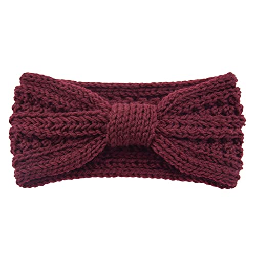 Herbst und Winter Stricken Haarband Weizen Bowknot Sport Stirnband geknotet Gehörschutz Kopfbedeckung Warm Haarschmuck 1St (Color : 3 purplish red)
