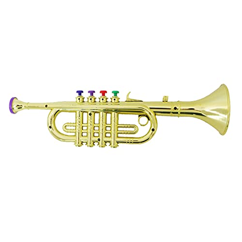 Deluxe Trompetenhorn Blasinstrument mit 3 Farbigen Tasten Party Favor, Gold
