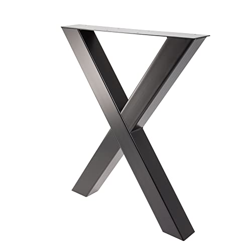 Bentatec 2 x Tischgestell in X Form schwarz Pulverbeschichtet