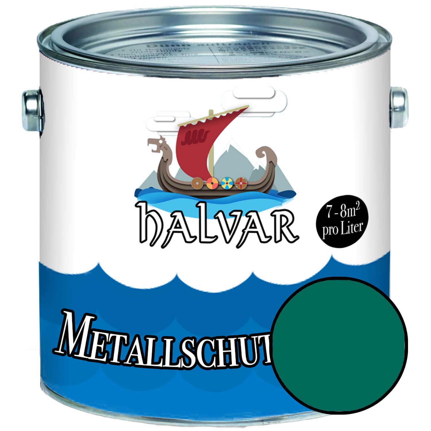 Halvar Metallschutzlack MATT Grün RAL 6000-6037 Metallfarbe besonders robuster Kunstharzlack Wetterbeständig & perfekter Langzeitschutz Metall (2,5 L, RAL 6026 Opalgrün)
