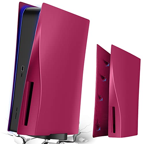 PS5 Faceplate Panel Case PS5 Panel Cosmic Red Ersatz Cover für Disc Playstation 5, Hard Case Stoßfeste Seitenwände Skin für PS5 Disc Version Konsole - Rot