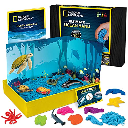 National Geographic Ultimate Ocean Sand – 900 g mit thematischen Formen und Figuren für sensorisches Spielen, mehrfarbig, 37136