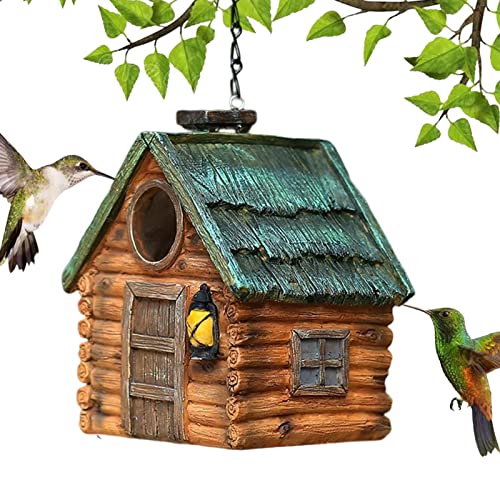 JYFanse 2 Pcs Vogelhäuschen für draußen, Dekorative hängende Vogelhäuschen aus Kunstharz, wasserdichte dekorative Vogelhäuschen für Balkon, Garten im Freien, Hof