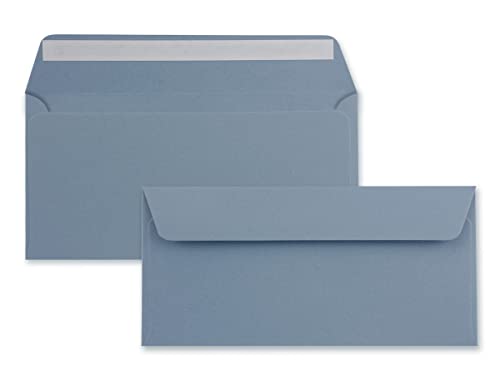300 Brief-Umschläge DIN Lang - Graublau - 110 g/m² - 11 x 22 cm - sehr formstabil - Haftklebung - Qualitätsmarke: FarbenFroh by GUSTAV NEUSER