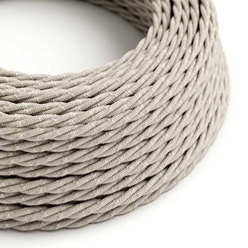 creative cables Textilkabel geflochten, neutral natürliche Leine, TN01-10 Meter, 2x0.75