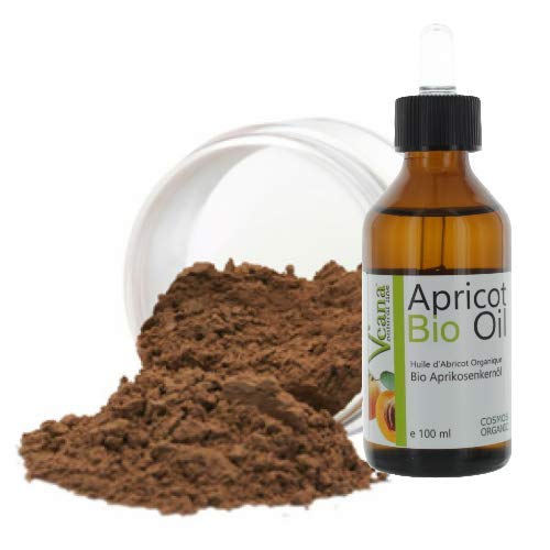 Mineral MakeUp (9g) + Premium BIO Aprikosenkernöl (100ml) DE-Öko - zertifiziert, MakeUp, alle Hauttypen, ohne Zusatzstoffe, ohne Konservierungsstoffe - Nuance Chocolate