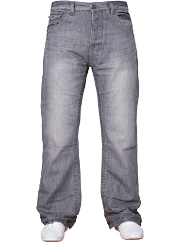 APT Herren einfach blau Bootcut weites Bein ausgestellt Works Freizeit Jeans Große Größen in 3 Farben erhältlich - grau, 30W x 30L