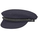 HAMMABURG Elbsegler Mütze für Herren | traditionelle Kapitänsmütze mit Innenfutter | Matrosenmütze aus Tuch | Schirmmütze mit Kordel, kurzem Visor und silbernen Knöpfen (blau, 55 cm)