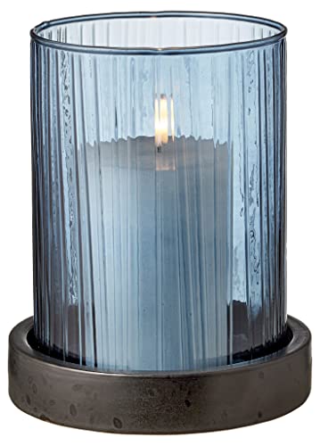 BITZ Laterne mit LED Kerze blau Höhe 17 cm