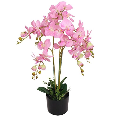 Tidyard Künstliche Orchidee mit Töpfen, Tischdeko Haus Balkon Büro Deko, 75 cm Rosa