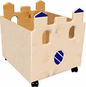 Spielzeugkiste"Palazzo" aus Holz, mit Rollen, Bio Qualität ohne Schadstoffe, direkt vom deutschen Hersteller online kaufen (geölt weiß transparent+blau)