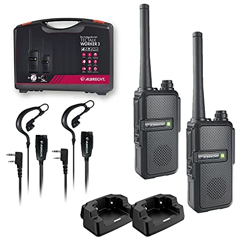 Albrecht Tectalk Worker 3, 2er Kofferset, 29825, PMR446-Funkgeräte, robuste Walkie-Talkies für Baustelle, Security, Betrieb, Outdoor, inkl. Zubehör