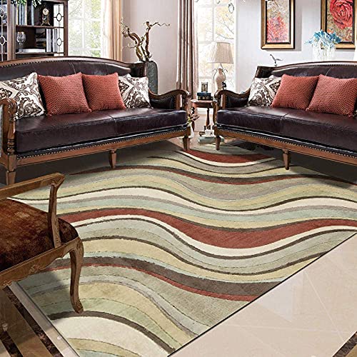 FGDSA Teppich im modernen Stil, für Wohnzimmer, Schlafzimmer, Küche, Sofa, Couchtisch, Baby, Teppich, Vintage, geschwungene Linien, abstrakt, braun, 160 x 280 cm