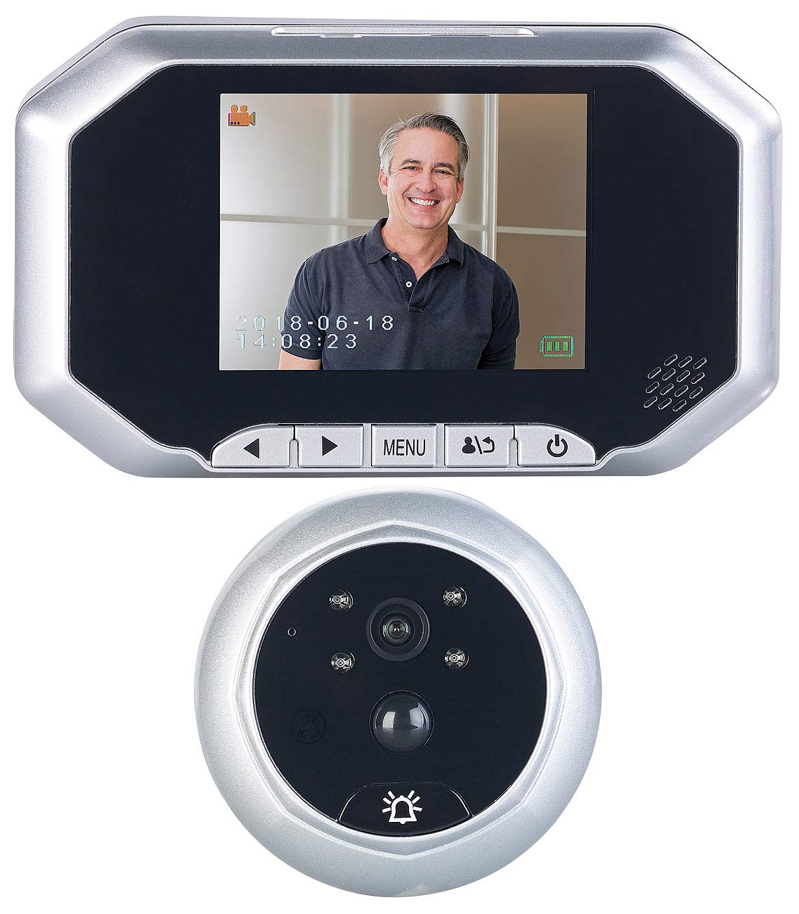 Somikon Kamera Für Haustür: Digitale Türspion-Kamera, 8,9-cm-Display, PIR, HD-Aufnahme, Nachtsicht (Türspion Kameras Mit Nachtsicht, Elektronischer Türspion, Überwachungskamera)