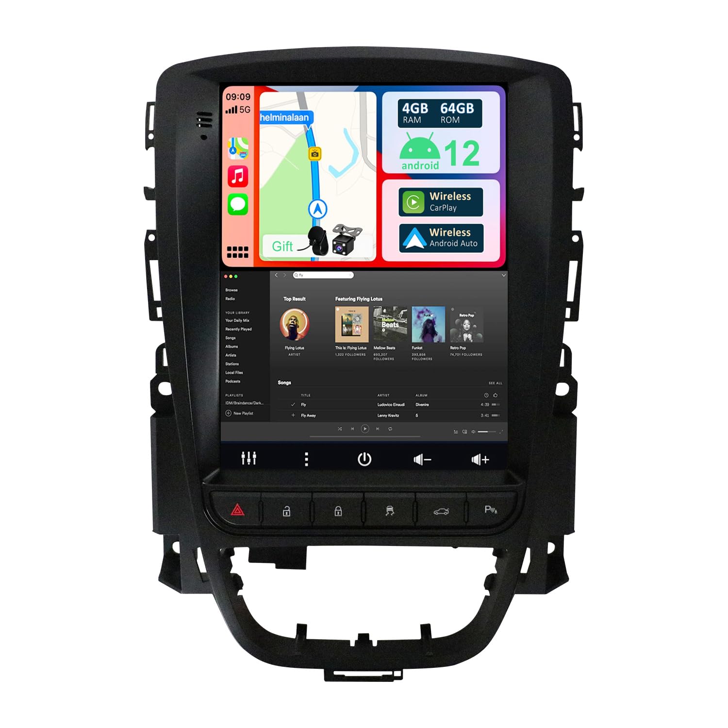 YUNTX [4GB+64GB] Android 12 Autoradio für Opel Excelle GT/XT Astra J (2006-2016)-2 Din-[Integriertes Wireless CarPlay/Android Auto/DSP/GPS]-IPS 2.5D 9.7”-Kamera+MIC-DAB/Lenkradsteuerung/360 Kamera