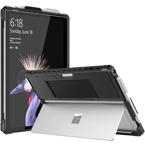 TiMOVO Hülle für Surface Pro 7+/7/6/5/4/LTE, Robuste Schutzhülle mit Stifthalter & Elastischer Handschlaufe, Kompatibel mit Type Cover Tastatur