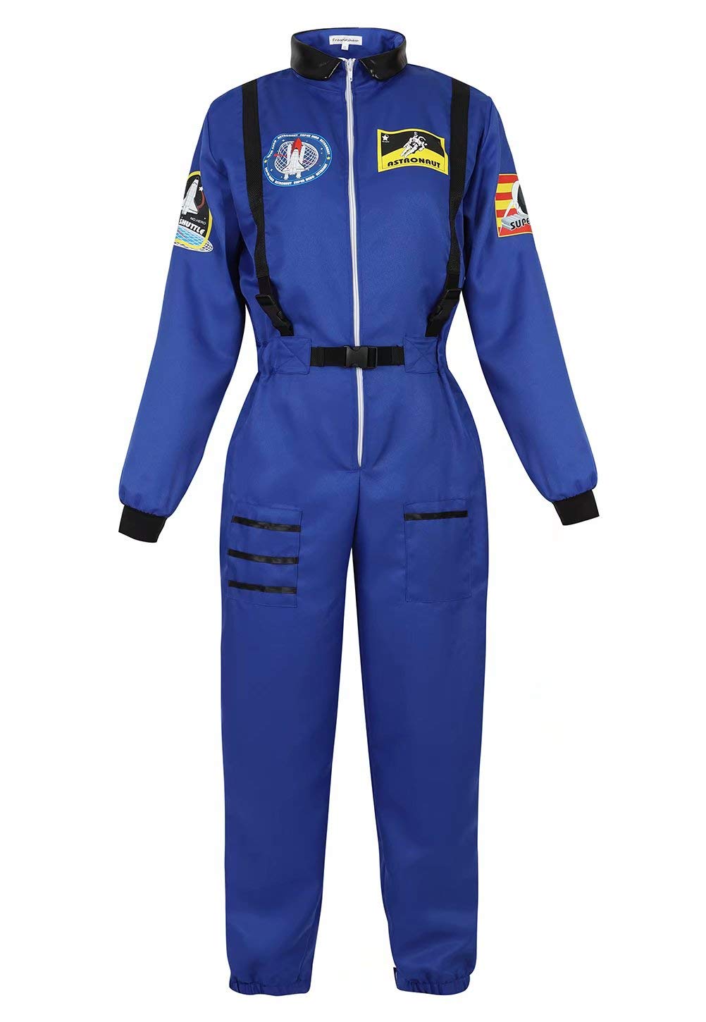 Josamogre Astronauten Kostüm Erwachsene Damen Kostüm Astronau Anzugt Weltraum Raumfahrer Cosplay Halloween Blau 2XL