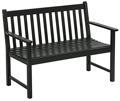 Dehner Gartenbank Mykonos, 2-Sitzer, ca. 120 x 89 x 61 cm, FSC® Akazienholz, dunkelgrau
