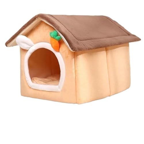 Faltbare Hundehütte for den Innenbereich, warmes Sofa, Zwinger, Bettmatte for kleine, mittelgroße und große Hunde und Katzen, warme Welpenhöhle, Katzennest, Winter-Haustierprodukte (Color : Brown, S