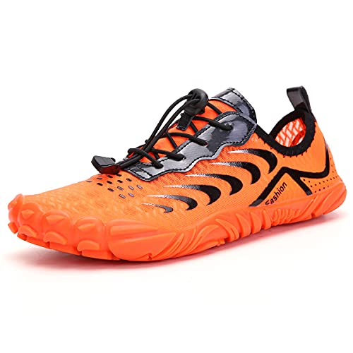 DEBAIJIA Herren Aquaschuhe Watschuhe Badeschuhe Surfschuhe Strandschuhe Arfußschuhe Wasserschuhe Schwimmschuhe 41 EU F-Orange (Etikettengröße 41