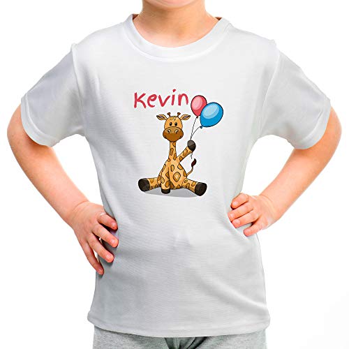 T-Shirt Kinder Personalisiert mit Name/Text. Personalisierte Kindergeschenke. Verschiedene Designs und Farben zur Auswahl. 100% Baumwolle. Giraffe