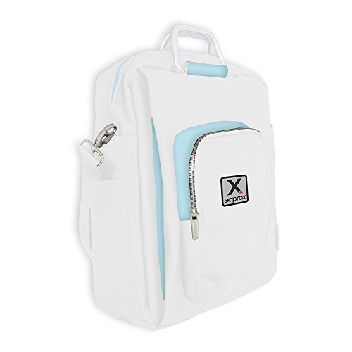 Approx Toploader Tasche mit Mehreren Reißverschluss Fächer für 15,6 Laptops, Weiß/Blau