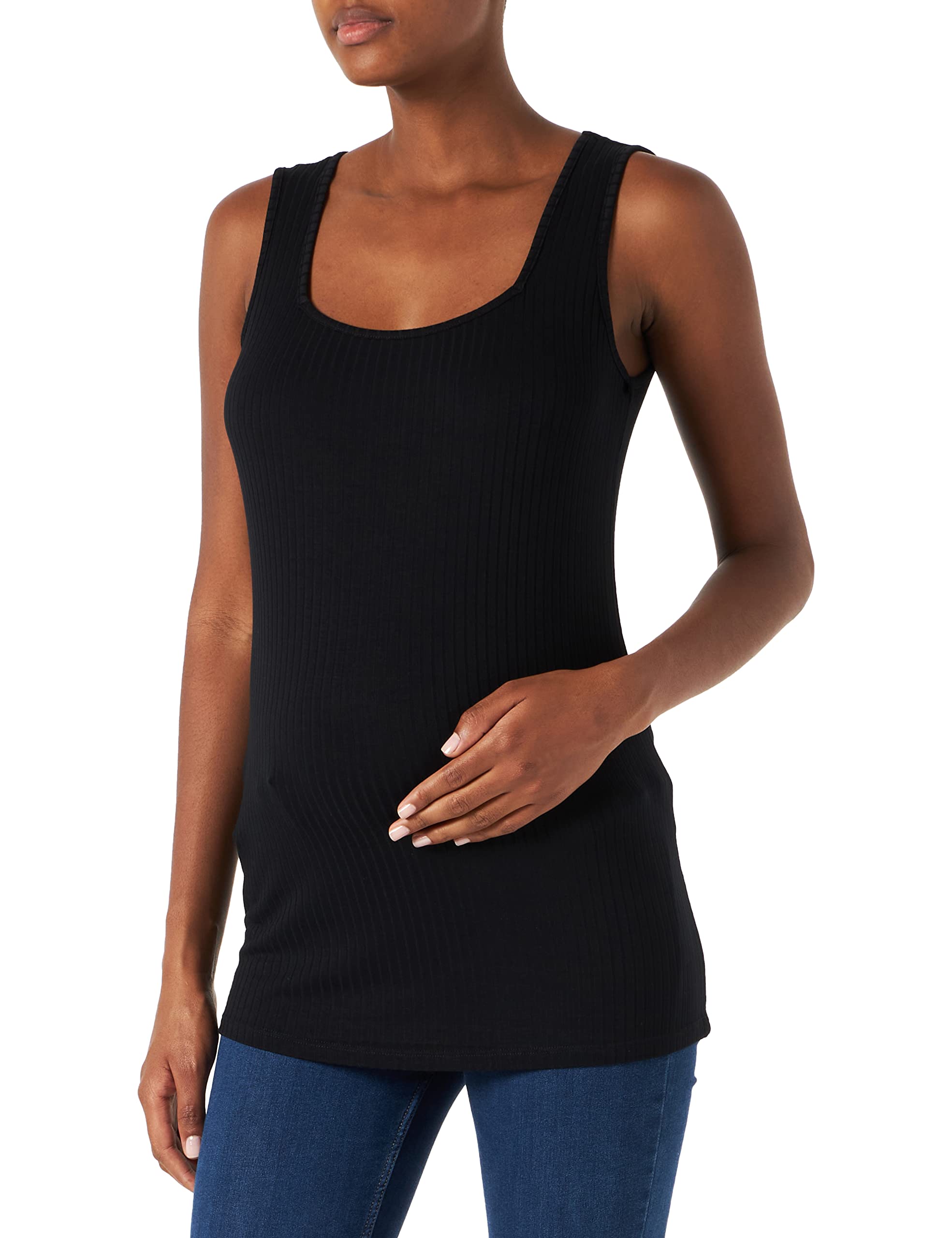 Supermom Damen Tee Sleeveless Square Neck T-Shirt, Black-P090, XL
