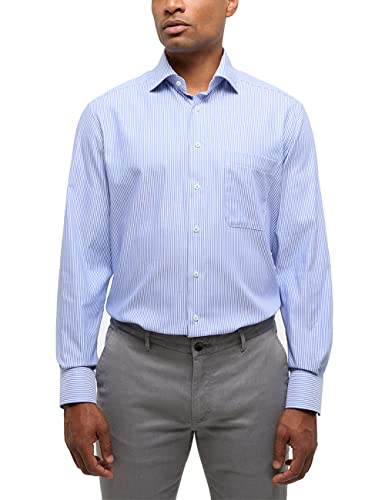 eterna, gestreiftes Twill Hemd - Comfort fit Größe 47, Farbe blau