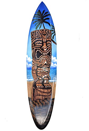 Surfboard 100cm mit Tiki Figur Motiv Dekoration zum Aufhängen Hawaii Lounge Style