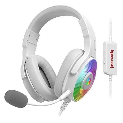 Redragon H350 Pandora RGB kabelgebundenes Gaming-Headset, dynamische RGB-Hintergrundbeleuchtung - Stereo-Surround-Sound - 50-mm-Treiber - abnehmbares Mikrofon, Over-Ear-Kopfhörer
