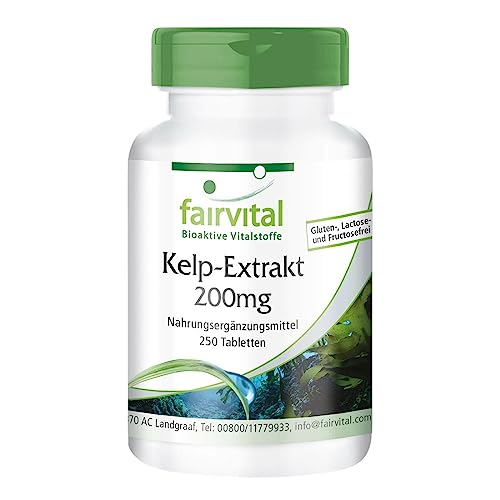 Kelp Tabletten - 300mcg natürliches Jod aus Braunalgen Extrakt 200mg - HOCHDOSIERT - 250 Tabletten - Vegan