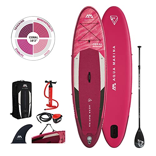 Stand Up Paddle Board aufblasbar im Set CORAL 2021 iSUP Pink 10’2” Stand-Up Paddling SUP-Board mit Schultergurt 310 x 78 x 12 cm