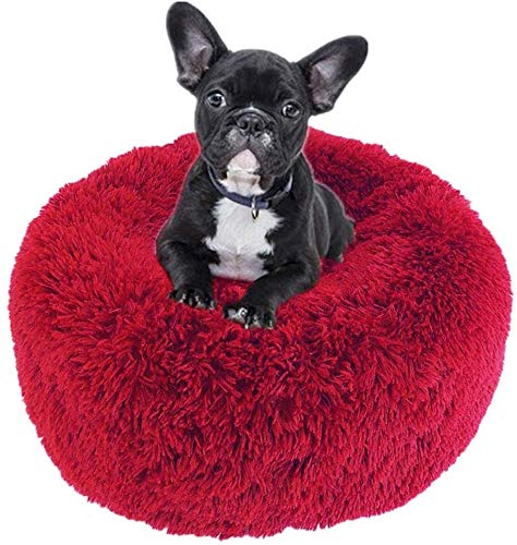 Monba Weiches, luxuriöses Hundebett für Katzen, Hunde, Donut-Form, mit Rutschfester Unterseite, weiche Hundehütte, Sofa und Katzenkissen