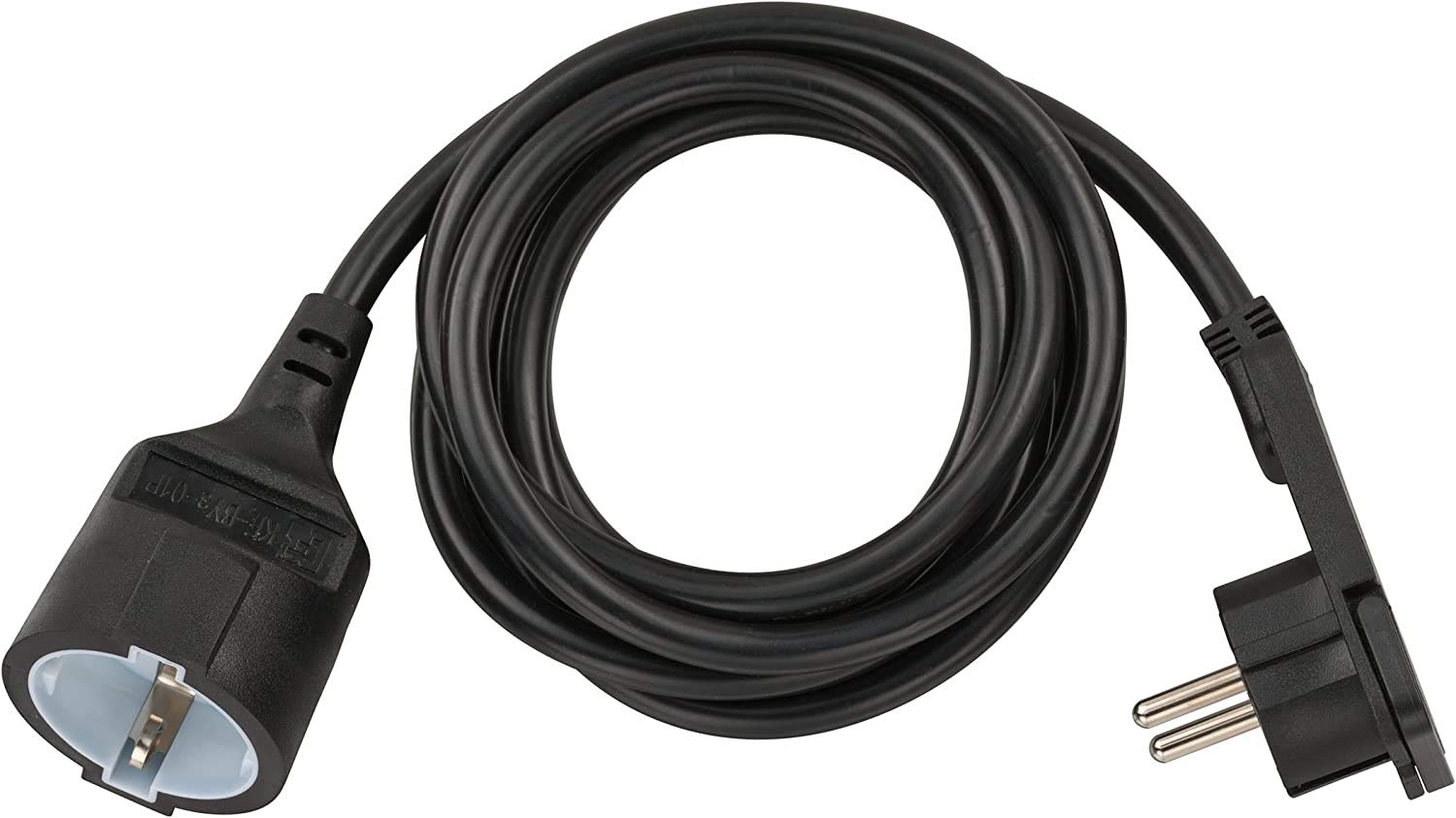Brennenstuhl Qualitäts-Kunststoff-Verlängerungskabel mit Flachstecker (Verlängerungskabel flach für innen mit 2m Kabel) schwarz 5er Pack