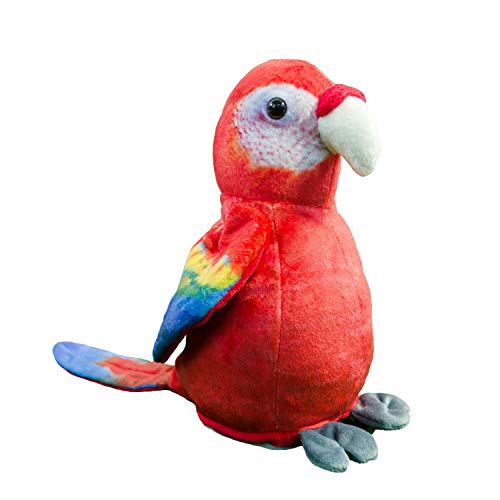 Kögler 75985 - Labertier Papagei Sally, ca. 21 cm groß, nachsprechendes Plüschtier mit Aufnahme- und Wiedergabefunktion, plappert alles witzig nach und bewegt sich, batteriebetrieben