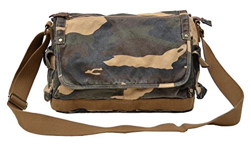 Gootium Canvas Umhängetasche – Vintage Crossbody Messenger Bag Herren Umhängetasche 39,6 cm, camouflage, L, Kuriertasche